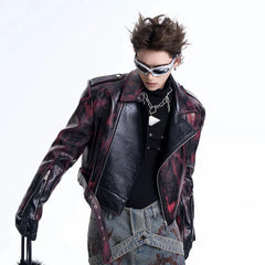 Men's Cropped Faux Leather Biker Jacket