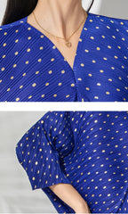 Micro-Dot Pleated Dress