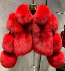 Genuine Cropped Fox Fur Coat