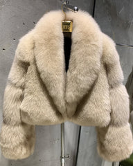 Couture Cropped Fox Fur Jacket