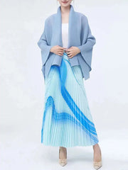 Modern Pleated Cardigan & Skirt Set