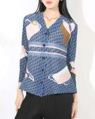 Luxury Plissé Patterned Blouse