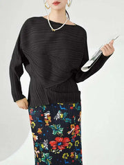 Pleated Relaxed Boat Neck Top