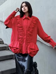 Oversized Ruffle Blouse Top