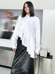 Luxury Asymmetric Ruffle Blouse