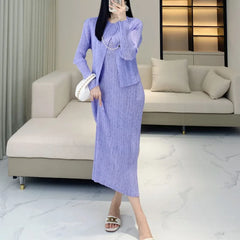 Truly Pleated Cardigan & Dress Set