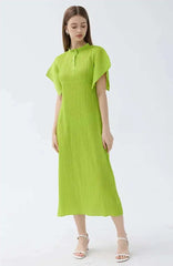 Truly Pleated Stand Collar Dress