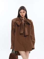 Trendy Everyday Chic Oversized Bow Blouse