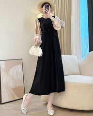 Elegant Pleated Ruffle Sleeve Dress
