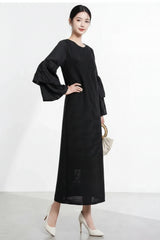 Luxury Ruffle Sleeve Plisse Dress