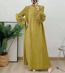 Truly Pleated Ruffle Sleeve Dress