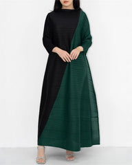 Luxury High-Neck Pleated Dress