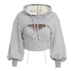 Women's Chic Cropped Hoodie Sweatshirt