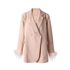 Feather Cuff Oversized Blazer