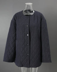 Quilted Collarless Jacket & Scarf