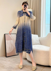 Premium Plisse Denim Dress