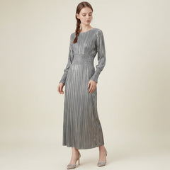 Luxury Pleated Metallic Dress