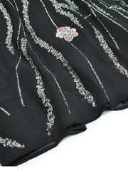 Flowy Sequin-Adorned Evening Dress