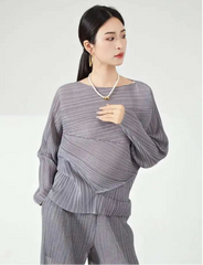 Classy Pleated Boat Neck Top