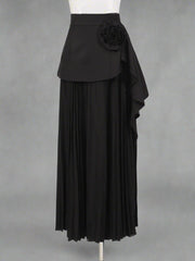 Floral Pleated Basque Waist Skirt