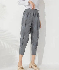 Luxury Unique Pleats Cropped Pants