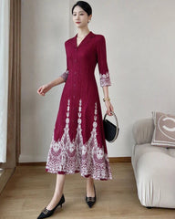 Petite Plissé Button-Front Dress