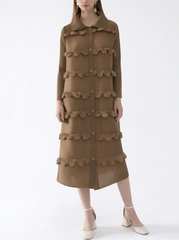 Tiered Ruffled Plissé Coat Dress
