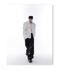 Men's Oversized-Fit Faux Leather Bomber Jacket