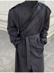 Men's Phantom Black Oversized Streetwear Long Coat