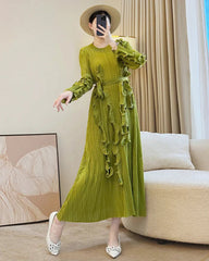 Elegant Pleated Ruffle Dress