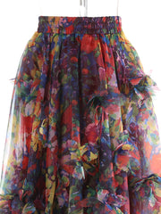 Floral Appliqué Pull-On Skirt