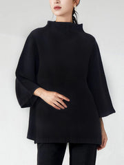 Truly Pleated High-Neck Blouse Top