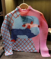 Luxury Abstract Plissé Top