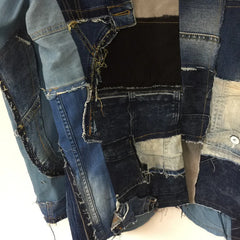 Men's Designer Denim Patchwork Jacket Coat