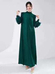 Luxury Pleated Dress with Sleeves