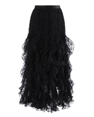 Luxury Ruffled Tiered Maxi Skirt