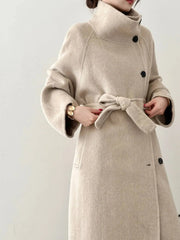 Luxury Wool-Blend Tie Belt Overcoat