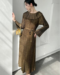 Pleated Off-Shoulder Dress