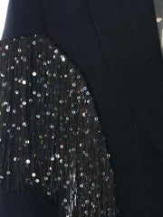 Luxury Sequin Fringe Navy Blazer