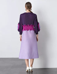 Ruffle Sleeve Plisse Dress