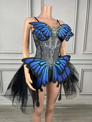 Women's Elegant 3D Butterfly Rhinestone Bodysuit