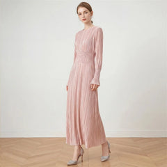 Luxury Pleated Metallic Dress