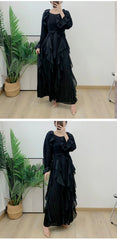 Luxury Pleated Ruffle Midi Dress