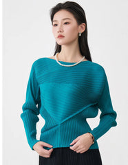 Plissé Pleated Knit Asymmetric Top