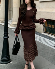 2-Piece Bubble Pleated Skirt Set