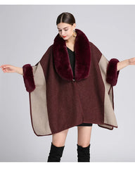 Women's Plush Faux Fur Woolen Cloak Coat