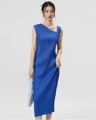 Luxury Asymmetric Pleated Dress