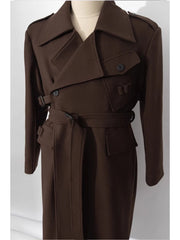 Men's Rich Brown Designer Wool Trench Coat