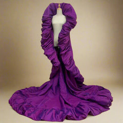 Taffeta Ruffled Extra Long Cape