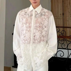 Men's Lace Button-Up Shirt